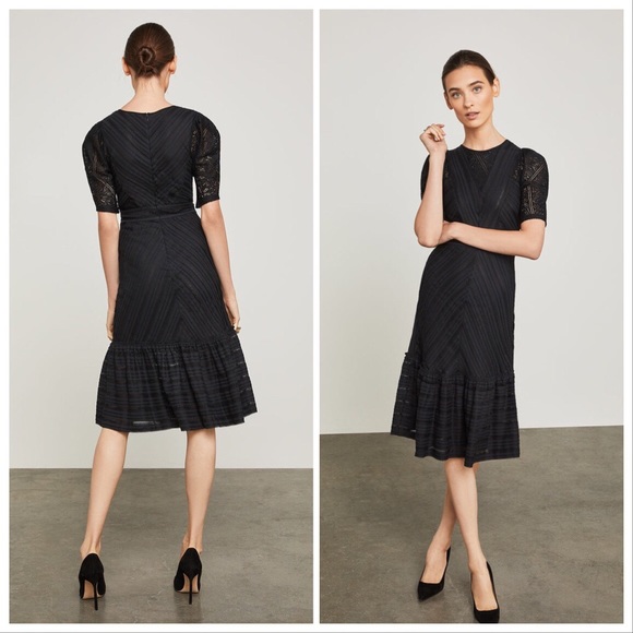 Bcbg lace trimmed striped dress Clearance